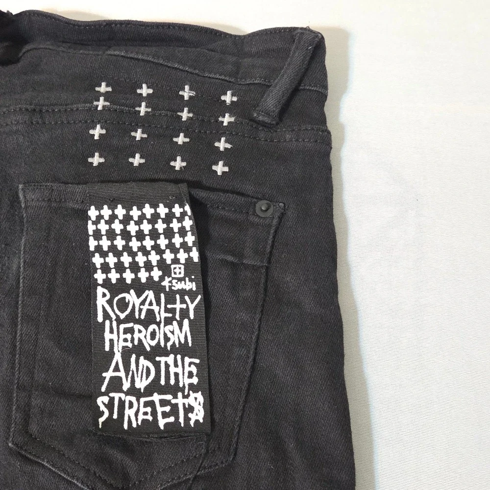 Ksubi Church Skinny Jeans Men 30 Black Distressed Royalty Heroism Denim stretch